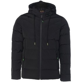 Resim Sivaist Erkek Siyah Su Ve Rüzgar Geçirmez Kapüşonlu Kalın Içi Kürklü Şişme Kaban&Mont-Siyah 