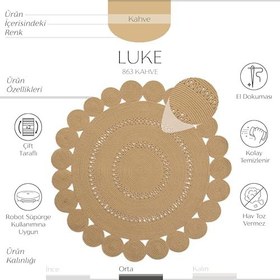 Resim Cool Halı Luke 305 Yuvarlak Halı Dekoratif Mutfak Halısı Antre Hol Halısı Hasır Balkon Halısı Banyo Halısı 