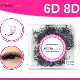 Resim 500 Adet Hazır Fan Kirpik Uzatma Seti - 6D/8D, 0.05mm/0.07mm Kalınlıkta C/D/CC Kıvrım, Kolay Uygulama için Gevşek Fanlar 