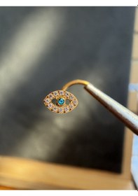 Resim Yüksek Kalite G23 Titanium Göz Zirkon 6x0.8mm Altın Titanyum Hızma Piercing 