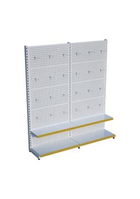 Resim Beyaz Metal 2'li Birleşik 2 Katlı Market Raf Sistemi Market Rafı G180cm Yükseklik H220 Cm Sarı 
