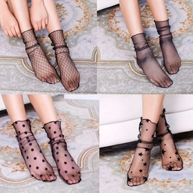 Resim 4 Çift Kadın Bahar/Yaz Şeffaf Şeffaf Tayt, Geometrik Desenli Nefes Alabilen Dantel File Çoraplar, Yıldız ve Puantiyeler, Şık Çok Yönlü Günlük Giyim, %88 Polyester %12 Elastan, 100g/m² Örgü Kumaş 