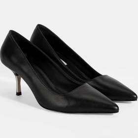Resim Kadın Siyah Deri Stiletto 