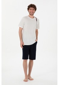 Resim U.S. Polo Assn. Erkek Bisiklet Yaka Beyaz Pijama Takımı 50309355-VR013 