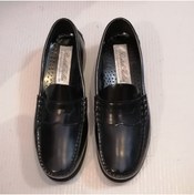 Resim Butik Tülin Uniseks Hakiki Siyah El Dikişli Bantlı Neolit Tabanlı Loafer Ayakkabı 