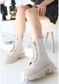 Resim Neole Bej Cilt Bağcıklı Kadın Bot Bej 