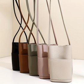 Resim 1 Adet Şık Kadın Sentetik Deri Crossbody Telefon Çantası - Siyah, Kahverengi, Zeytin Yeşili, Pembe-Bej & Beyaz Renklerde Çok Yönlü Mini Omuz Çantası, Günlük Kullanım İçin Mükemmel 