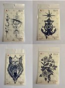 Resim Kuru Kafa Çapa 3 Hafta Kalıcı 4 Adet Birden Yapıştırma Geçici Dövme Yarı Kalıcı Dövmeler 