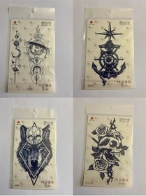 Resim Kuru Kafa Çapa 3 Hafta Kalıcı 4 Adet Birden Yapıştırma Geçici Dövme Yarı Kalıcı Dövmeler 