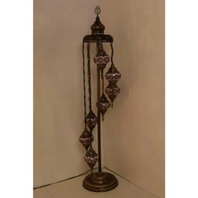 Resim Renkli El Işi Camlı Sarkıt ve Ayaklı Dekoratif Köşe Lambası 