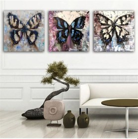 Resim Kanvas Tablo Kelebekler 3 Parça Set 58 