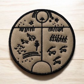 Resim Ex Patch Kahverengi Zemin Kam Davulu Peçi Arması 9 Cm 