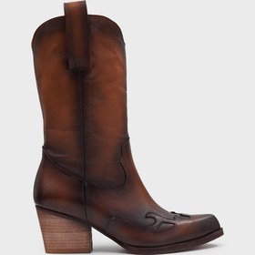 Resim SHOEMOL SKC-007 Taba Deri Western Kadın Çizme 