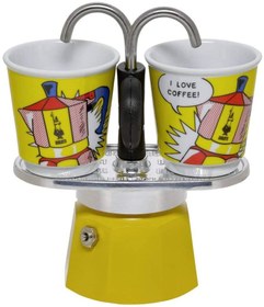 Resim Bialetti Lichtenstein Mini Express Moka Pot 2 Cup + 2 Bardak 