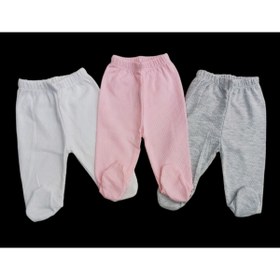 Resim özdemirli bebe Bebek Patikli Alt Hava Alır Kumaş Düz Renk (3 Lü Paket Pembe-gri-beyaz) 