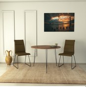 Resim Pasific Home Sandalf Metal Ayaklı Yuvarlak Mutfak Masası Ceviz 