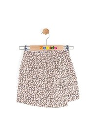 Resim Kız Çocuk Leopar Desenli Şort Etek-16152 Pudra 
