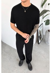 Resim Siyah Basic Triko Relaxed Tişört 