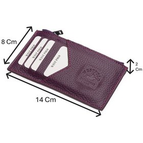 Resim Westpolo Hakiki Deri Fermuarlı Unisex Kartlık - Mürdüm Mürdüm 