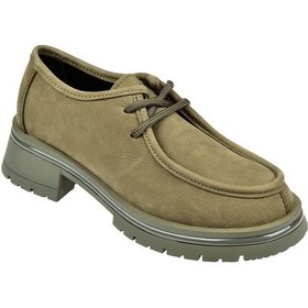 Resim Beety Hakiki Deri Bağcıklı Kadın Ayakkabı Bee-5547 Haki Nubuk Haki Nubuk 