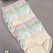 Resim 8 Parça Kadın Yüksek Bel İç Çamaşırı - Pastel Renkler (Nane Yeşili, Lavanta Beji Açık Pembe Gri Beyaz) Nefes Alabilir Düz Elastik Bantlı Boxerlar, Şık Giyim ve Stoklama için Toplu Paket 