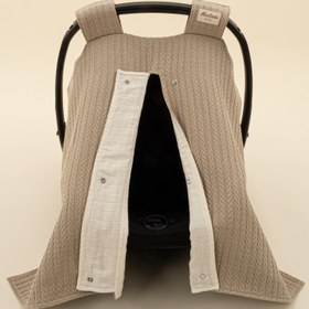 Resim Puset Örtüsü - Çift Taraflı - Taş Örgü - Krem Muslin 