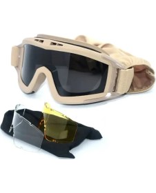 Resim Revision Taktikal Gözlük 3 Lensli Koruyucu Maske / Tactical Gözlük / Airsoft ve Motosiklet Gözlüğü 