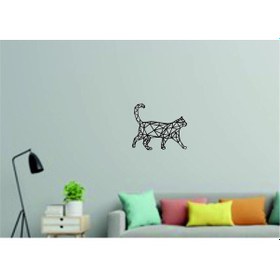 Resim Kedi Ahşap Lazer Kesim Duvar Dekor -Yürüyen Kedi Ahşap Tablo 