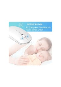 Resim Hymark M22 Sessiz Tıklama Şarjlı Çift Modlu Bluetooth Kablosuz 2.4 Ghz Mouse 