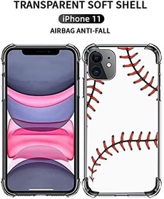 Resim Beyzbol Doku İllüstrasyonu iPhone11 Şeffaf Kılıf Darbeye Dayanıklı Koruyucu Tutucu iPhone 11 ile Uyumlu Yumuşak Kauçuk Tampon Telefon Kılıfı 6,1 inç 