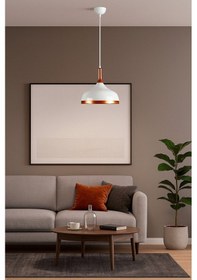 Resim Koal Avize Cosmos Beyaz Içi Bakır Özel Tasarım Modern Dekoratif Cafe Mutfak Salon Sarkıt Tekli Avize Ampulsüz Beyaz Bakır Beyaz 