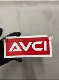 Resim Kırmızı Renk Üzeri Beyaz Renk Avcı Yazılı Vantuzlu Cam Süsü 