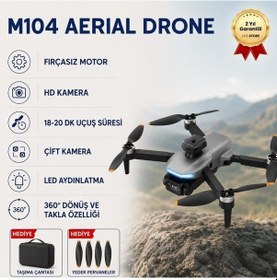 Resim M104 Drone,fırçasız Motorlu, Engel Aşabilen,uzun Aydınlatmalı,brushless Motorlu 4k Akıllı Drone-1477 
