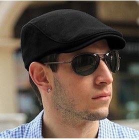 Resim Kışlık Kaşe Şapka Yün Düz Renk Spor London Kasket -siyah Siyah 