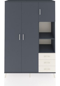Resim Hyperion Dolap 5 Raflı 3 Çekmeceli Tek Askılı 132x44x195 Antrasit-antrasit/aytaşı Antrasıt/aytası 