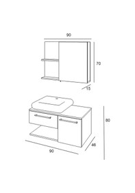 Resim Denko Piramit 90 Cm Mdf Banyo Dolabı Takımı Çok Renkli 