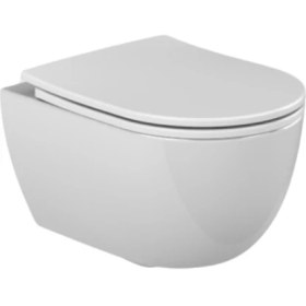 Resim Turkuaz Bella Kanalsız Asma Klozet, Yavaş Kapanır Kapak 