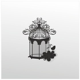 Resim Folyo Sticker Kuş Kafesi Adkpquy764 40cm Uzunluk Siyah 