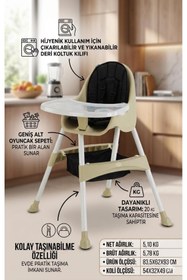 Resim ÖYKÜ BEBEK DUNYASI Yeni Model Yeni Sezon Çift Tepsili Yıkanabilir Kumaş Kaymaz Taban Mama Sandalyesi 
