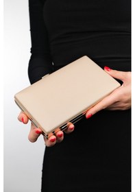 Resim Luvishoes Dallas Koyu Bej Saten Kadın Abiye Çanta Koyu Bej 