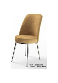Resim Canisa Concept Dexa Serisi Cappucino Renk Sandalye Mutfak Sandalyesi, Yemek Sandalyesi Ayaklar Parlak Krom Cappucino 