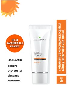 Resim Suya Dayanıklı Güneş Koruyucu Yüz Kremi Uva Uvb (50 SPF) 75 ml X3 