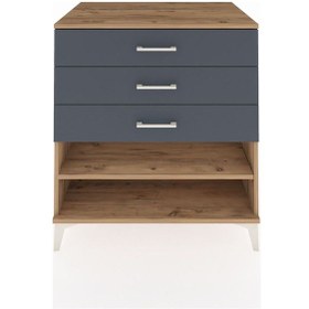 Resim Kronos Şifonyer Tek Raflı 3 Çekmeceli 88x59x96 Çam-antrasit Atlas Çam 
