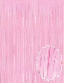 Resim Soft Pembe Püsküllü Kapı Perdesi 