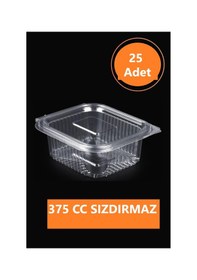 Resim Sızdırmaz Düz Kapaklı Şeffaf Plastik Kap 375 Cc Kapasiteli, 25 Adet, Gıda Saklama Ve Servis Kabı Şeffaf Gri 