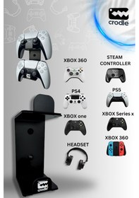 Resim Duvara Monte Edilebilen Siyah Gaming Ps4 Ps5 Xbox Joystick Controller Tutucu Ve Kulaklık Standı 