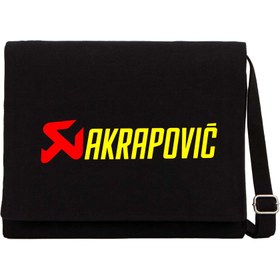 Resim Akrapovic Logo Text Siyah Postacı Çantası - Siyah 