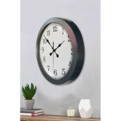 Resim Bahat Salon Ofis Duvar Saati Gri Metal Çerçeve 36 cm 