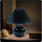 Resim Vintage Pileli Seramik Siyah Komidin Yatak, Oturma, Çocuk Odası Çalışma Masası ve Gece Lambası 