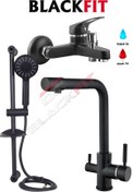 Resim BlackFit Banyo Siyah Sürgülü Duş Seti Banyo Bataryası Arıtmalı Batarya Lüks Set Garantili 